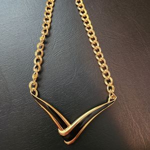 Vintage Monet Black Gold V Shape  Chain Necklace